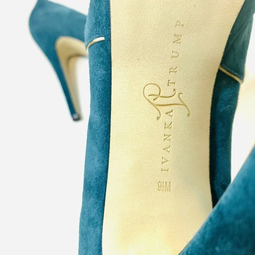 Ivanka Trump Italiza‎ Leather Teal Platform Heels